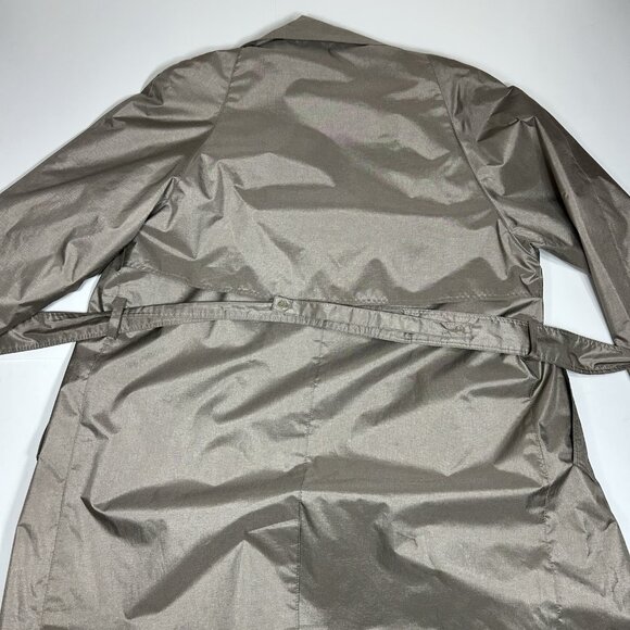 Vtg Fleet Street 80's Trench Rain Coat Women Petite Metallic Beige Jacket Sz 4P - Picture 9 of 10